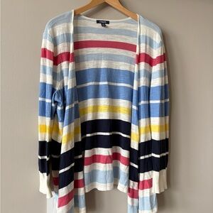 Chaps Women’s 3X Multicolor Striped Open Front Cardigan Sweater